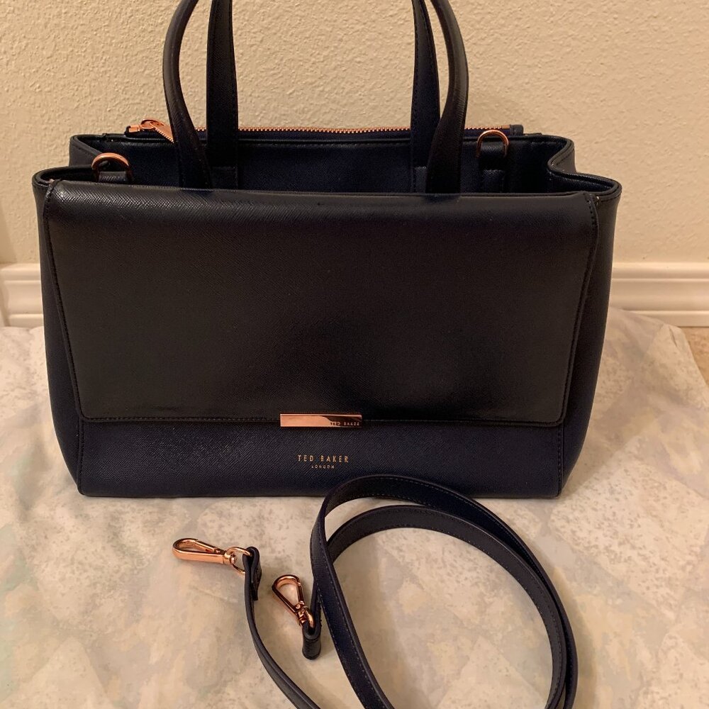 Pre-Love Ted Baker Navy Elegant Satchel with Crossbody strap
